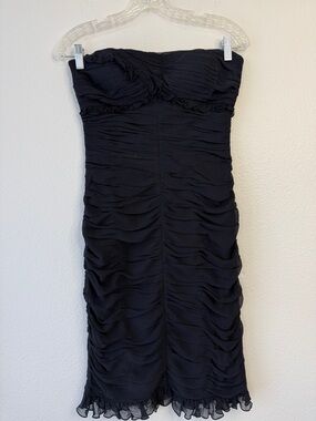 Jovani Black Strapless Ruched Cocktail Dress